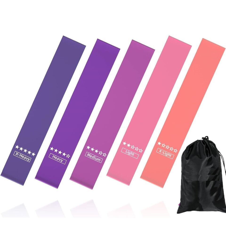 Resistance Loop Exercise Bands, Resistance Bands Exercise Bands For Home Fitness, Stretching, Strength Training, Physical Therapy,Elastic Workout Bands For Women Men Kids, Set Of 5 Mein Shop
