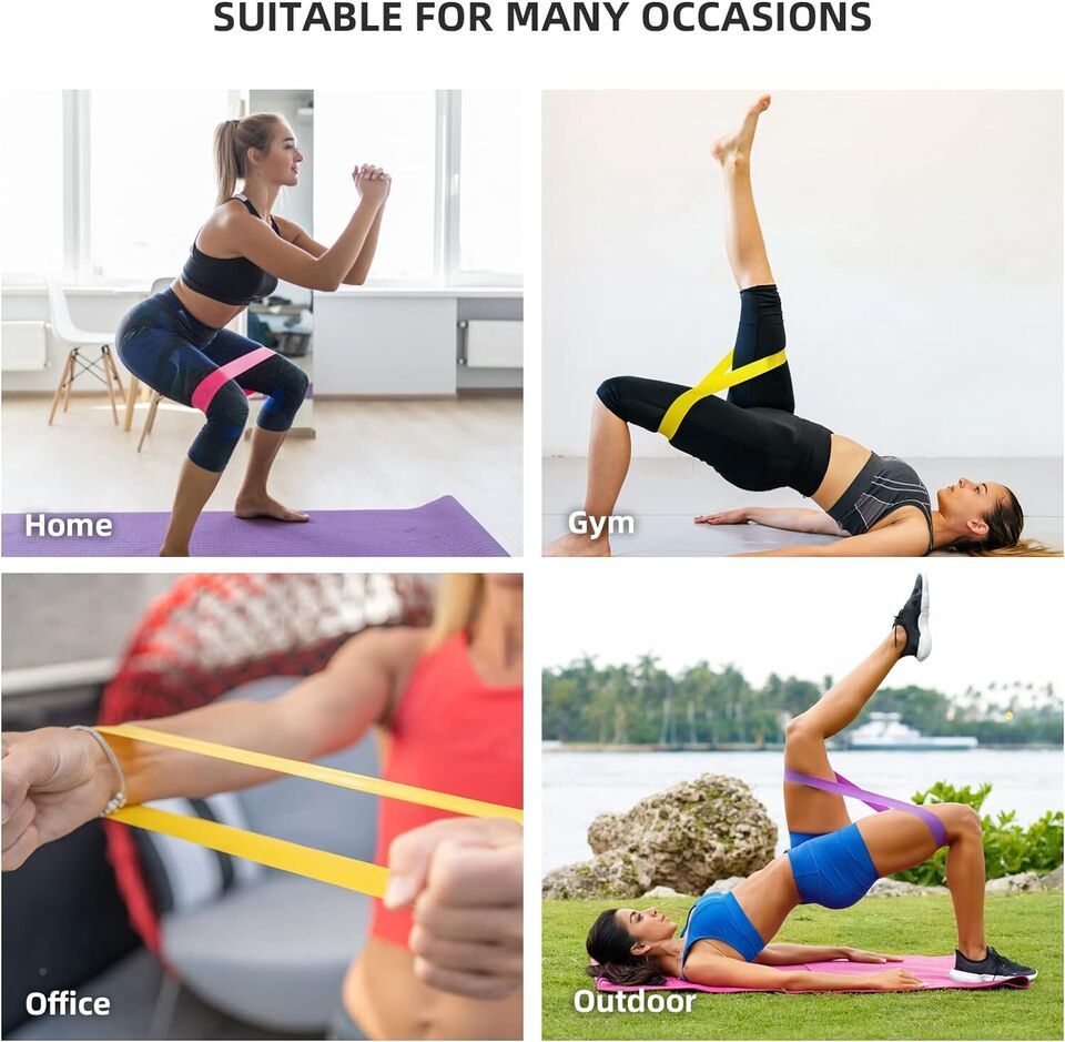Resistance Loop Exercise Bands, Resistance Bands Exercise Bands For Home Fitness, Stretching, Strength Training, Physical Therapy,Elastic Workout Bands For Women Men Kids, Set Of 5 Mein Shop